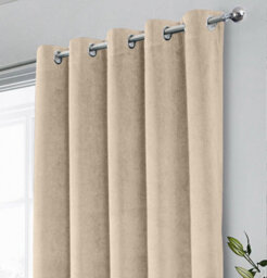 Luxury Enhanced Living Cream Velvet, Supersoft, 100% Blackout, Thermal Pair Of Curtains With Eyelet Top - 90X108 Inch (229X274Cm) - thumbnail 2