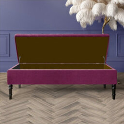 Safar 137Cm Ottoman Storage Bench - Naples Shoe Bench - Purple Lined Upholstery Storage Footstool - thumbnail 2
