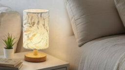Modern Usb Table Lamp 27Cm Wooden Base Fabric Shade Desk Lamp - thumbnail 3