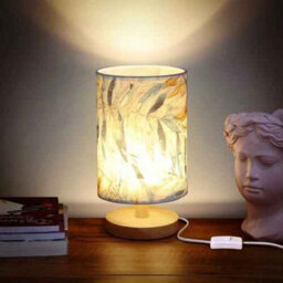 Modern Usb Table Lamp 27Cm Wooden Base Fabric Shade Desk Lamp - thumbnail 1