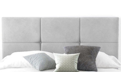 "Slumbre 6-Cube Plush Velvet 4Ft Small Double 20"" Headboard - Silver"