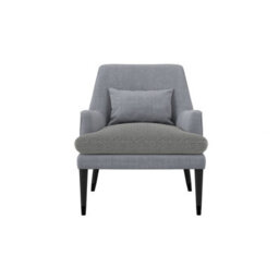LPD Montana Soft Grey Coloured Linen Blend Accent Chair With Black Wooden Legs