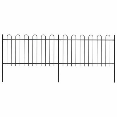 Walplus Garden Fence With Hoop Top Steel 359X100 Cm Black - image 1