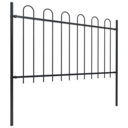 Walplus Garden Fence With Hoop Top Steel 359X100 Cm Black - thumbnail 2