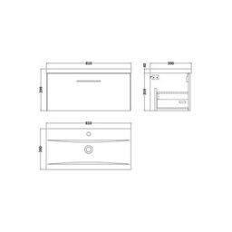 Balterley Bramshall Modern Bathroom Wall Hung 1 Soft Close Drawer Vanity Unit & Mid-Edge Basin, Gloss White, 810mm - thumbnail 5