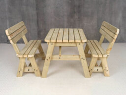 Arbor Garden Solutions Victoria Wooden Picnic Bench And Table Set, Rounded Outdoor Dining Set With Backrest(3Ft, Natural Finish) - thumbnail 5