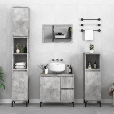 Berkfield Bathroom Cabinet Concrete Grey 30X30X190 Cm Engineered Wood - image 1