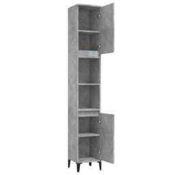Berkfield Bathroom Cabinet Concrete Grey 30X30X190 Cm Engineered Wood - thumbnail 6