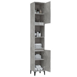 Berkfield Bathroom Cabinet Concrete Grey 30X30X190 Cm Engineered Wood - thumbnail 4