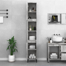 Berkfield Bathroom Cabinet Concrete Grey 30X30X190 Cm Engineered Wood - thumbnail 3