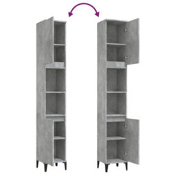 Berkfield Bathroom Cabinet Concrete Grey 30X30X190 Cm Engineered Wood - thumbnail 9