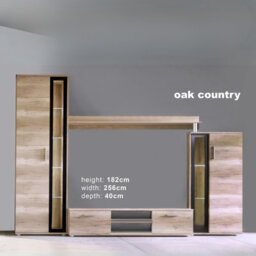 Bentley Modern Tv Entertainment Unit  Oak Grey Black Glass Living Room Furniture Set With Led Lights - thumbnail 2