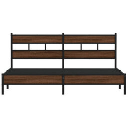 Berkfield Metal Bed Frame Without Mattress Brown Oak 183X213 Cm - thumbnail 4