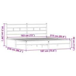 Berkfield Metal Bed Frame Without Mattress Brown Oak 183X213 Cm - thumbnail 9