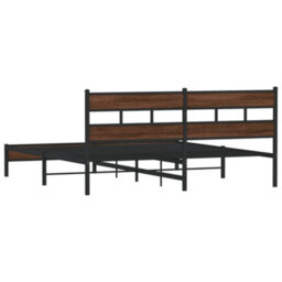 Berkfield Metal Bed Frame Without Mattress Brown Oak 183X213 Cm - thumbnail 6