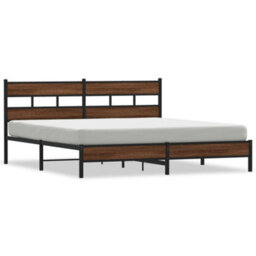 Berkfield Metal Bed Frame Without Mattress Brown Oak 183X213 Cm - thumbnail 2