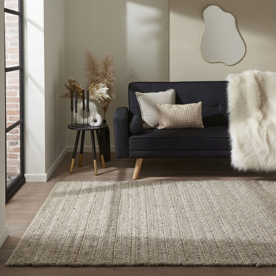 Melrose Hand Woven Textured Taupe Sahara Wool Medium Indoor Area Rug 120/170Cm - image 1