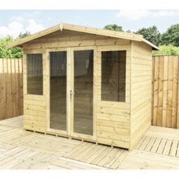 Marlborough - 9 X 7 Pressure Treated T&g Apex Wooden Summerhouse + Overhang + Lock & Key (9Ft X 7Ft) / (9' X 7') (9X7 ) - thumbnail 2