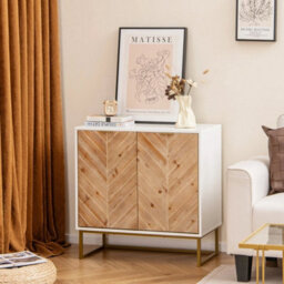 Buffet Cabinet Dining Room Sideboard Cabinet With Storage-White - thumbnail 3