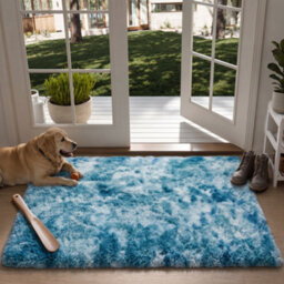 Oxford Homeware Shaggy Rug Anti-Slip Washable Soft Fluffy Living Room And Bedroom Rug (Mottled Teal, 50X80Cm) - thumbnail 1