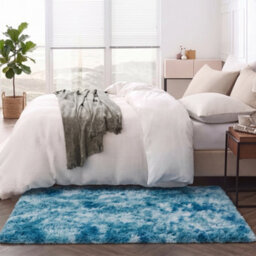Oxford Homeware Shaggy Rug Anti-Slip Washable Soft Fluffy Living Room And Bedroom Rug (Mottled Teal, 50X80Cm) - thumbnail 6