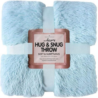 Gc Gaveno Cavailia Comfy Cuddle Throw 150X200 Cm Duck Egg For Sofas Large Double Bed, Luxury Fuzzy Warm Faux Fur Fluffy Blanket
