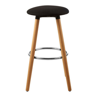 Orsina Black Round Bar Stool, Easy To Clean Kitchen Bar Stool, Footrest Barseat, Space-Saver Breakfast Stool - image 1