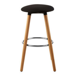 Orsina Black Round Bar Stool, Easy To Clean Kitchen Bar Stool, Footrest Barseat, Space-Saver Breakfast Stool - thumbnail 1
