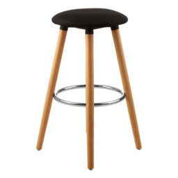 Orsina Black Round Bar Stool, Easy To Clean Kitchen Bar Stool, Footrest Barseat, Space-Saver Breakfast Stool - thumbnail 3