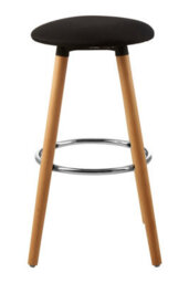 Orsina Black Round Bar Stool, Easy To Clean Kitchen Bar Stool, Footrest Barseat, Space-Saver Breakfast Stool - thumbnail 5