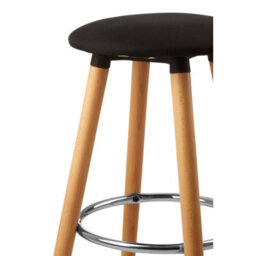 Orsina Black Round Bar Stool, Easy To Clean Kitchen Bar Stool, Footrest Barseat, Space-Saver Breakfast Stool - thumbnail 4