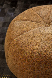 Orsina Leopard Print Pouffe, Round Velvet Footstool With Segmented Design, Luxe Occasional Seating For Living Room - thumbnail 3