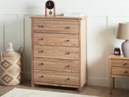 Beliani 5 Drawer Chest Salton Sassafras Wood Brown - thumbnail 2