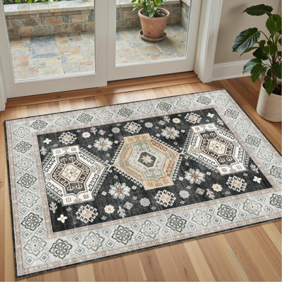 Decoranddecor Rug, Washable Rugs, Bedroom Kitchen Rugs, 80X150Cm, Non-Slip, Pet Friendly, Low Pile, Traditional Rug - Duskra - image 1