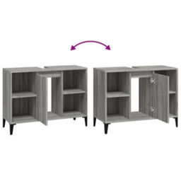 Berkfield Sink Cabinet Grey Sonoma 80X33X60 Cm Engineered Wood - thumbnail 9