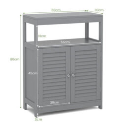 Costway Bathroom Floor Cabinet Freestanding W/ Open Storage & Double Door - thumbnail 2