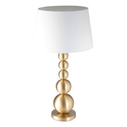 Orsina Stacked Table Lamp With Brushed Brass Orb Base, Modern Boutique Accent Table Lamp With White Linen - thumbnail 2