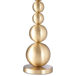 Orsina Stacked Table Lamp With Brushed Brass Orb Base, Modern Boutique Accent Table Lamp With White Linen - thumbnail 3