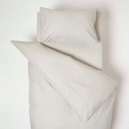 Homescapes Grey Cotton Cot Bed Duvet Cover Set 200 Thread Count - thumbnail 1
