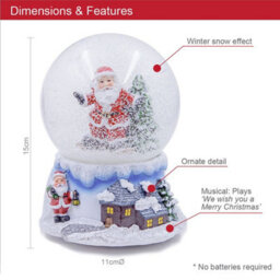 The Christmas Workshop 70779 Musical Snow Globe With Snowboarding Santa Design - thumbnail 2