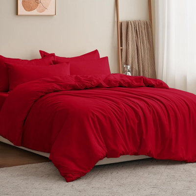 Moonlight Bedding Plain Microfibre 4 Piece Duvet Cover Set With Fitted Sheet, Double (Burgundy, 200X200Cm) - image 1
