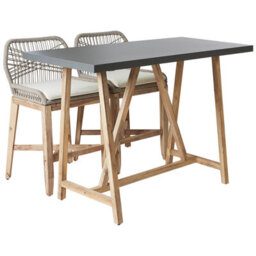 Beliani Bistro Set With Cushions Talamone Acacia Wood Grey - thumbnail 4