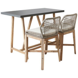 Beliani Bistro Set With Cushions Talamone Acacia Wood Grey - thumbnail 5
