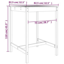 Berkfield 5 Piece Garden Bar Set Black Solid Wood Pine - thumbnail 9
