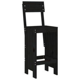 Berkfield 5 Piece Garden Bar Set Black Solid Wood Pine - thumbnail 4