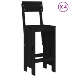 Berkfield 5 Piece Garden Bar Set Black Solid Wood Pine - thumbnail 3