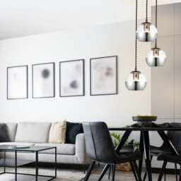 Cosylyte Marlo 3 Light Modern Smoky Glass Pendant Light - Matt Black Base - thumbnail 2