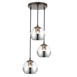 Cosylyte Marlo 3 Light Modern Smoky Glass Pendant Light - Matt Black Base - thumbnail 3