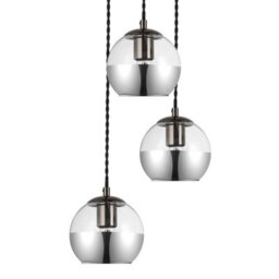 Cosylyte Marlo 3 Light Modern Smoky Glass Pendant Light - Matt Black Base - thumbnail 6