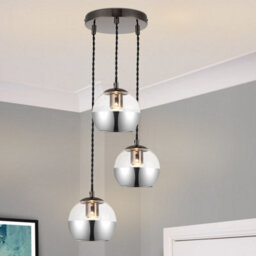 Cosylyte Marlo 3 Light Modern Smoky Glass Pendant Light - Matt Black Base - thumbnail 1